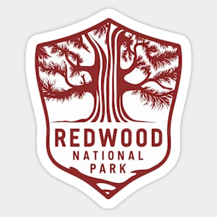 Redwood National Park Minimalist Red Emblem Sticker